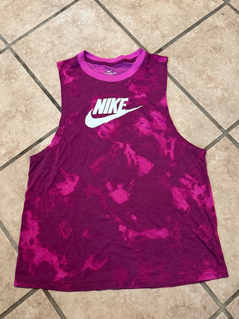 Nike Magenta and Hot Pink Tie-Dye Muscle Tank
